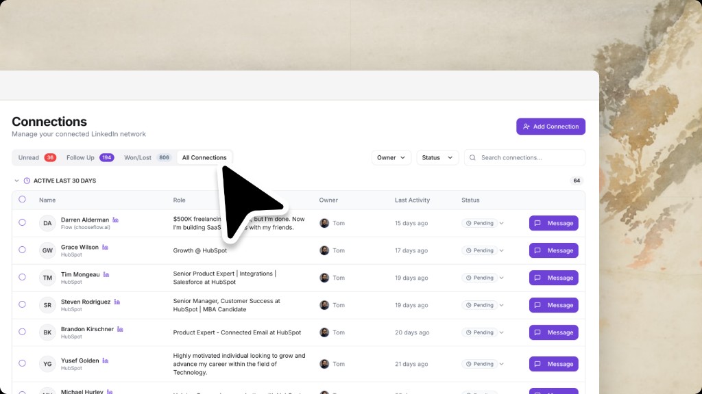 Flow AI Connections CRM view
